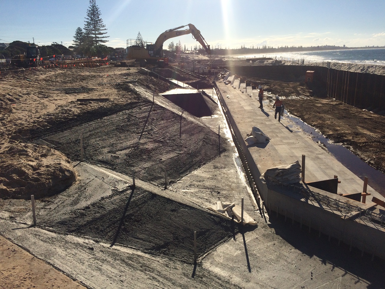 The seawall included a concrete section formed on 230 piles constructed from marine grade concrete